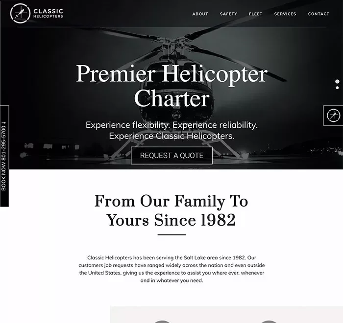 Classic Helicopters Desktop website screenshot