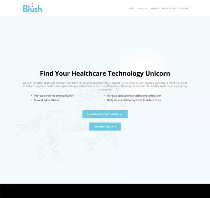 Portfolio - screenshot of Blush website