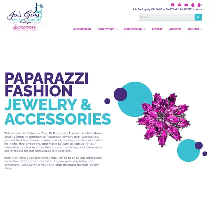 fashion jewelry boutique desktop website screenshot