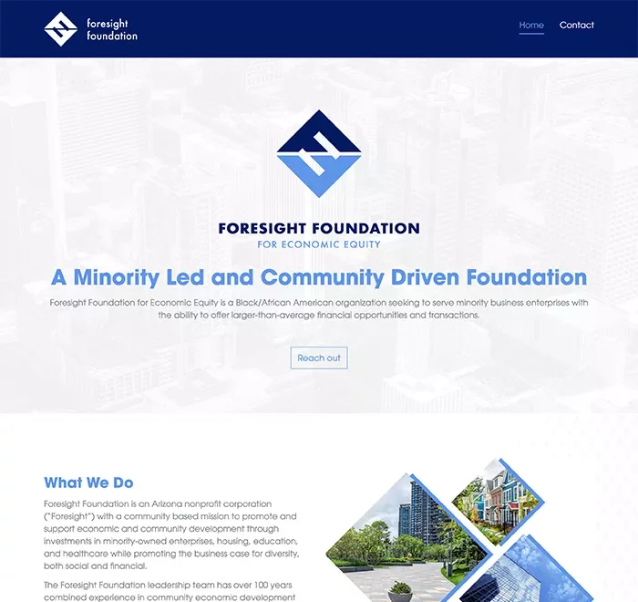 Portfolio - screenshot of Foresight Foundation website